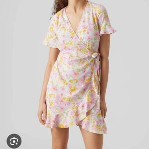 VERO MODA Henna wrap frill dress